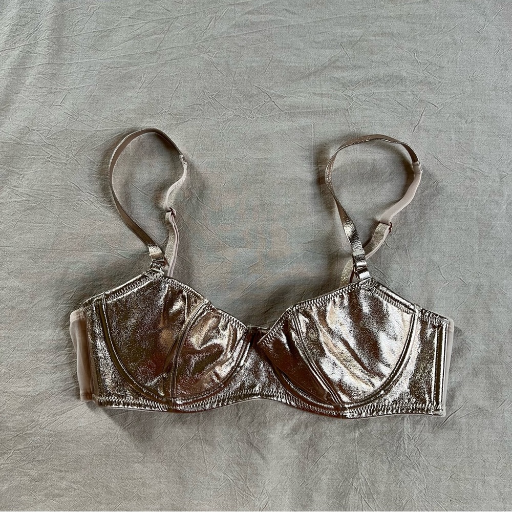 Gold Foil Vegan Leather Bra
